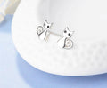 Boucles d'oreilles chat en argent 925 avec zircone cubique