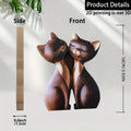 Sculpture Couple Chaton en Bois Décorative