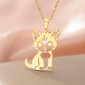 Collier pendentif chaton sauvage en acier inoxydable