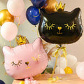 Ballon couronne rose et noir en aluminium pour chat