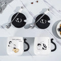Tasse en céramique chat dessin animé avec couvercle