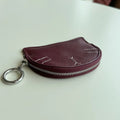 Petit porte-monnaie en cuir de mouton motif chat mignon