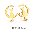 Boucles d'oreilles lune chat en acier inoxydable pour femmes