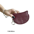 Petit porte-monnaie en cuir de mouton motif chat mignon