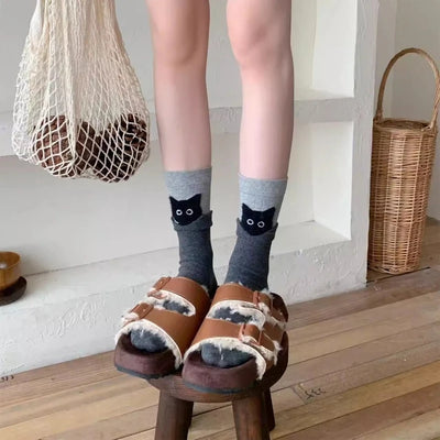 Chaussettes Mi-Mollet Chat Kawaii Automne-Hiver