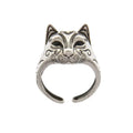 Anneaux Ouverts Vintage en Argent Visage Chat et Renard