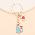 Porte-clés émail Kawaii cœur chat
