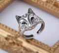 Anneaux Ouverts Vintage en Argent Visage Chat et Renard