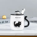 Tasse en céramique chat dessin animé avec couvercle