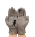 Gants en cachemire épais à imprimé chat