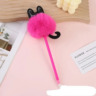 Stylo à bille pompon chat en peluche coloré