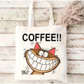 Sac de courses en toile motif café chat grand format