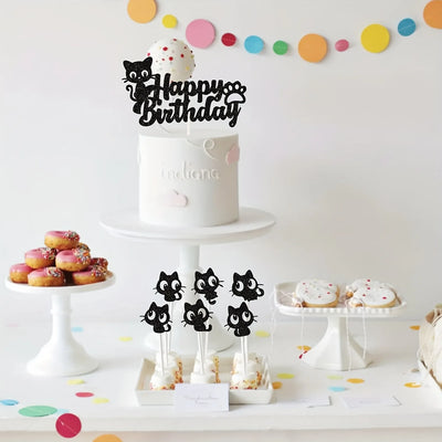 Décoration de Gâteau Chat Noir pour Fêtes Enfants et Baby Shower