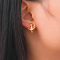 Boucles d'oreilles lune chat en acier inoxydable pour femmes