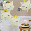 Ballons aluminium tête de chat crème x6