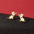 Boucles d'oreilles chat persan en acier inoxydable