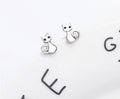 Boucles d'oreilles chat en argent 925 avec zircone cubique