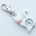 Montre de poche à quartz avec pendentif chat porte-clés