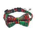 Collier chat détachable nœud papillon cloche Noël plaid rouge