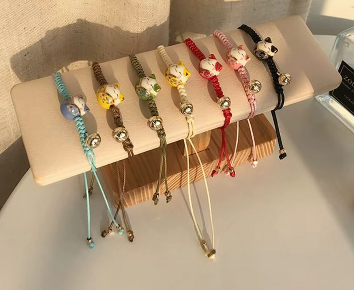 Bracelet kawaii chat en céramique ajustable