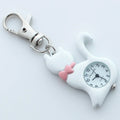 Montre de poche à quartz avec pendentif chat porte-clés