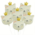 Ballons aluminium tête de chat crème x6