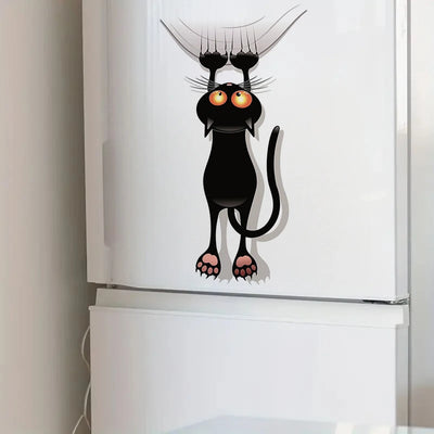 Autocollant chat noir mignon en vinyle