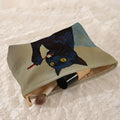 Trousse de maquillage en velours côtelé à motif chat noir