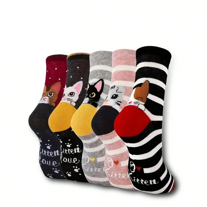 Chaussettes femmes motifs chats pack de 5