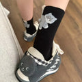 Chaussettes mi-mollet imprimées fesses de chat 3D en coton