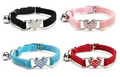 Collier chat cœur avec cloche et cristaux en velours