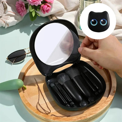 Ensemble de 6 mini pinceaux de maquillage avec miroir et boîte