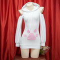 Pull à Capuche en Peluche avec Griffe de Chat pour Femme