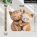 Sculpture Couple Chaton en Bois Décorative