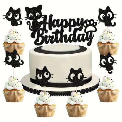 Décoration de Gâteau Chat Noir pour Fêtes Enfants et Baby Shower