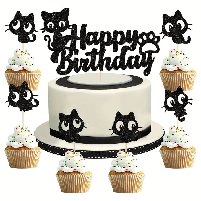 Décoration de Gâteau Chat Noir pour Fêtes Enfants et Baby Shower
