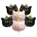 Ballon couronne rose et noir en aluminium pour chat