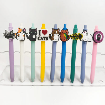 Stylo à bille Macaron chat lot de 9 encre noire