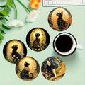 Ensemble de 6 dessous de verre en bois Chat Noir