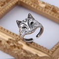 Anneaux Ouverts Vintage en Argent Visage Chat et Renard