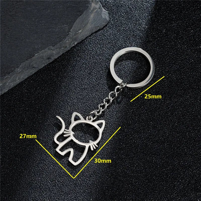 Porte-clés chatons heureux en acier inoxydable