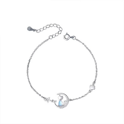 Bracelet en argent sterling avec lune et étoiles
