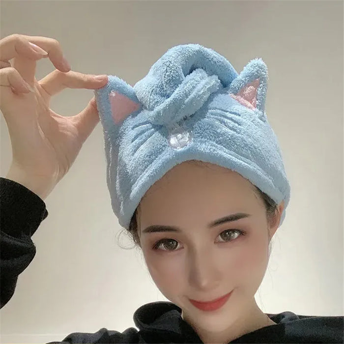 Bonnet de cheveux chat en microfibre absorbante pour cheveux longs