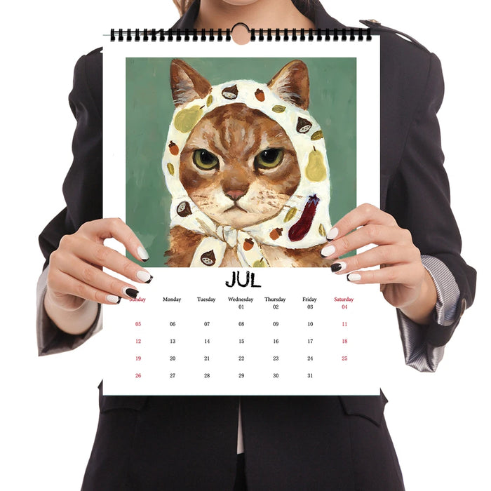 Calendrier mural 2026 autoportraits de chats foulard