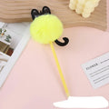 Stylo à bille pompon chat en peluche coloré