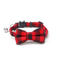 Collier chat détachable nœud papillon cloche Noël plaid rouge