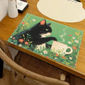 Napperon en Lin Imprimé Chat Noir