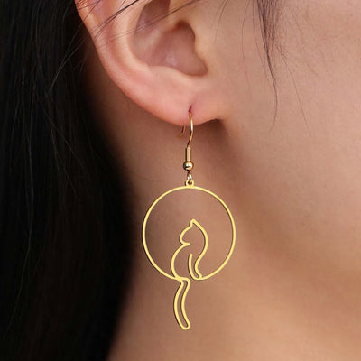 Boucles d'Oreilles Pendantes Queue de Chat en Acier Inoxydable