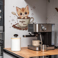 Autocollant mural chat tasse de café dessin animé