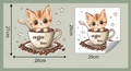 Autocollant mural chat tasse de café dessin animé